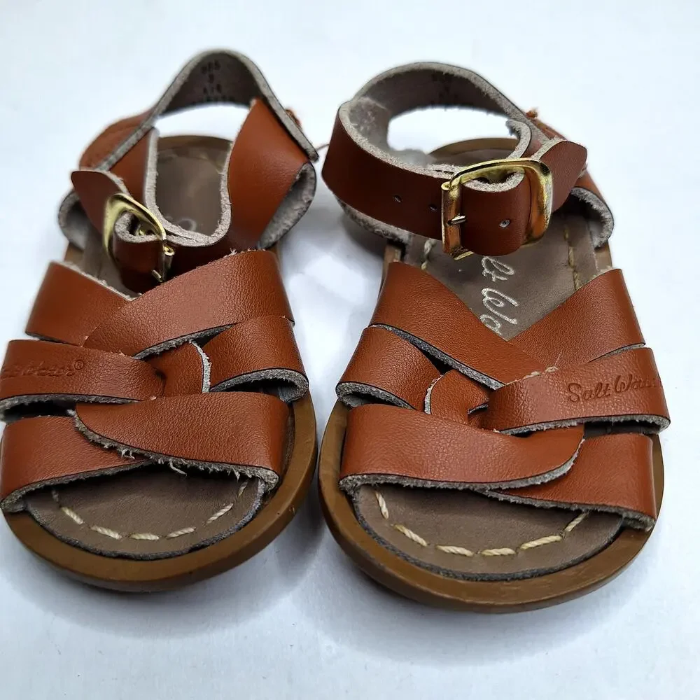 Salt Water Leather Sandals Baby Toddler 3 Tan Open Toe Ankle Strap Girls Boys